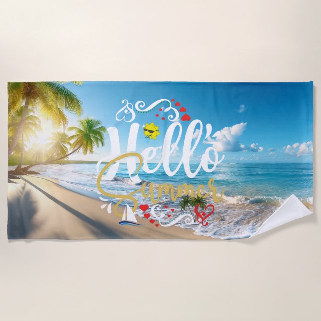 Serviette De Plage Bonjour l'été (Devant)