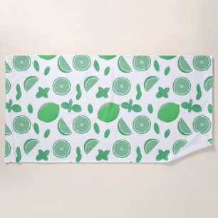 Serviette de plage botanique à la chaux et à la me