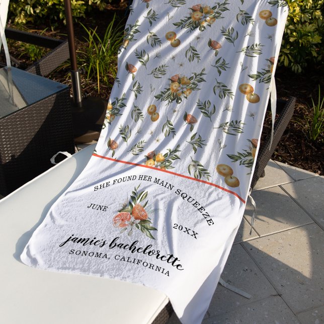 Serviette De Plage Botanique de Tangerine | Citrus Bachelorette Week- (Créateur téléchargé)