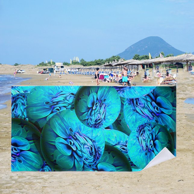 Serviette De Plage Boucles turquoise et bleue en optique 3D (Créateur téléchargé)