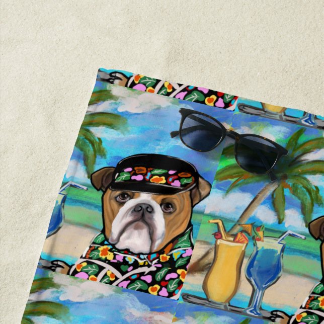 Serviette De Plage Bouledogue (En situation)