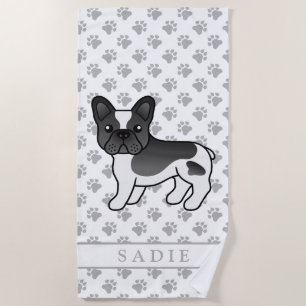 Serviette De Plage Bouledogue Français à Pieds Noirs Chien de Dessin 