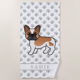 Serviette De Plage Bouledogue Français Pied Rouge Chien de Dessin Ani