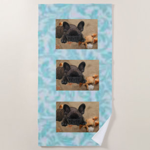 Serviette De Plage Bouledogue français sur la plage French Bulldog