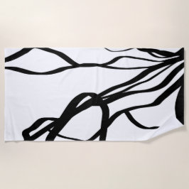 Serviette De Plage Bouquet Blanc : Abstrait blanc & noir
