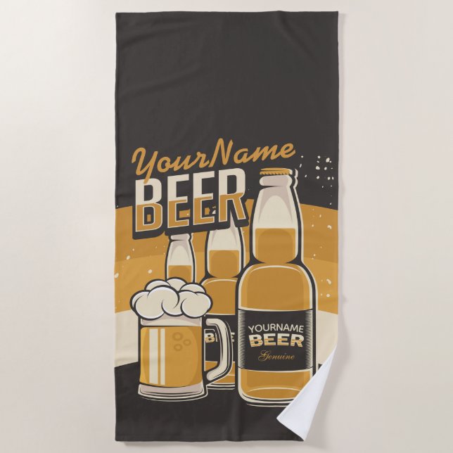 Serviette De Plage Bouteille de bière personnalisée Barre de brassage (Devant)