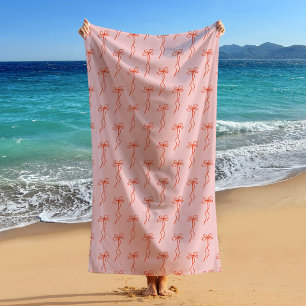 Serviette De Plage Bow Rose Cute Et Ruban