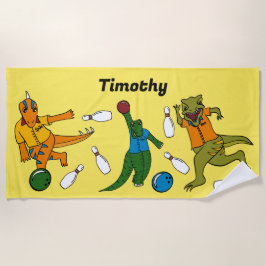 Serviette De Plage Bowling Dinosaures Dessins de bowling Personnalisé