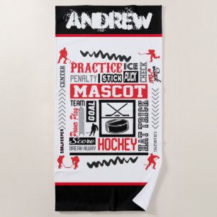 Serviette De Plage Boys Hockey Terminologie Personnalisée