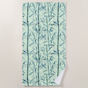 Serviette De Plage Branches, blanc, vert, leaves, bamboo