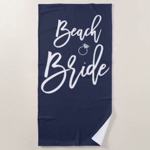 Serviette de plage Bride avec anneau bleu marine