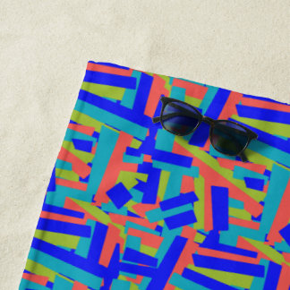 Serviette De Plage Bright Bold Blue Green Coral Abstract Patches