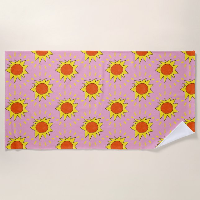 Serviette De Plage "Bright Sun" Pink Beach Towel (Devant)