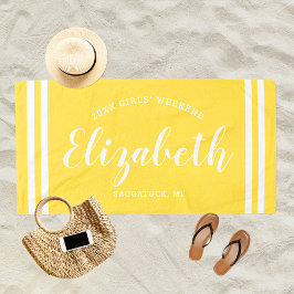 Serviette De Plage Bright Yellow Girls Weekend Nom personnalisé