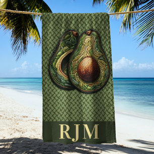 Serviette De Plage Broderie Avocado Lover Faux