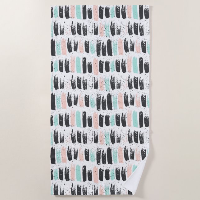 Serviette De Plage Brosses et motif de courses d'encre (Devant)