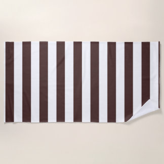 Serviette De Plage Brun et blanc rayures verticales café