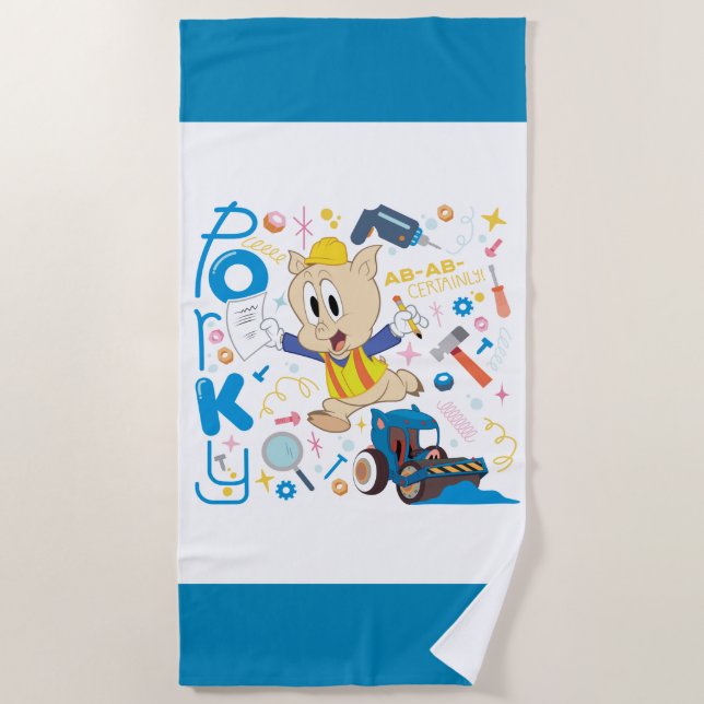 Serviette De Plage BUGS BUNNY BUILDERS™| Outils de travail de Porky P (Devant)