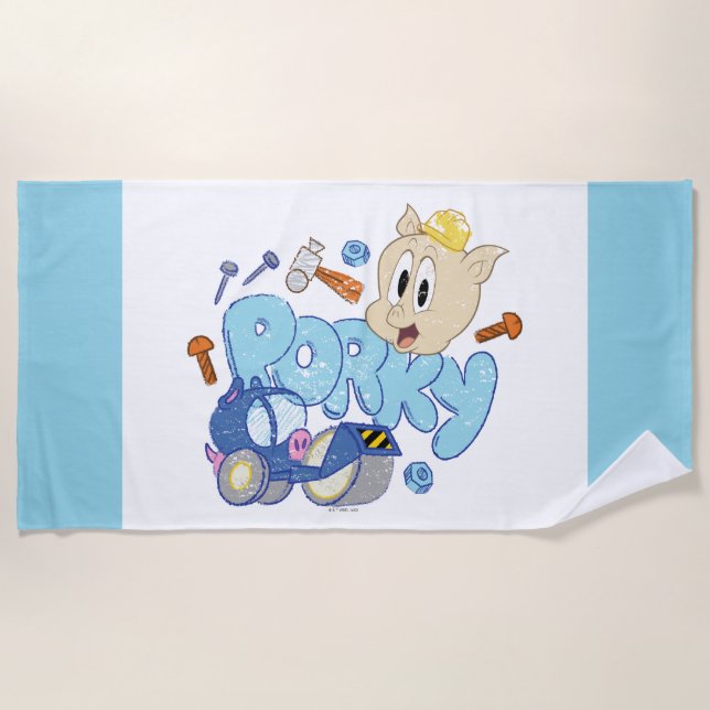 Serviette De Plage BUGS BUNNY BUILDERS™| Porky Sketch Art (Devant)