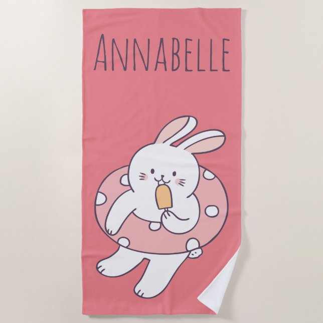 Serviette De Plage Bunny Floattant Personnaliser (Devant)