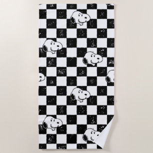 Serviette De Plage cacahuètes Drapeau À damiers Snoopy