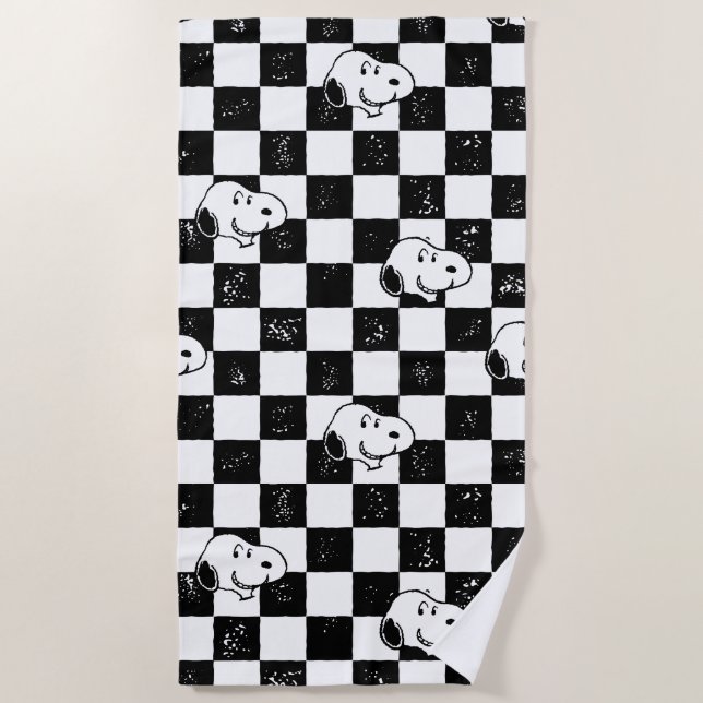 Serviette De Plage cacahuètes | Drapeau À damiers Snoopy (Devant)