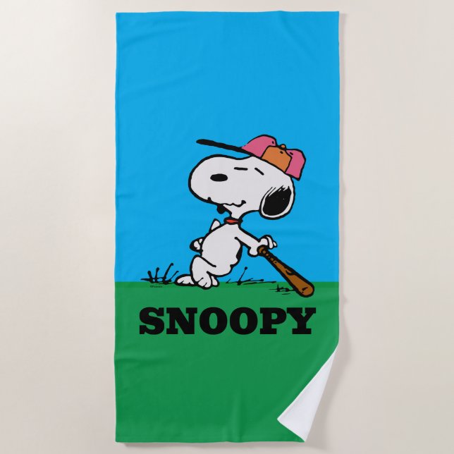 Serviette De Plage cacahuètes | Snoopy at Bat (Devant)