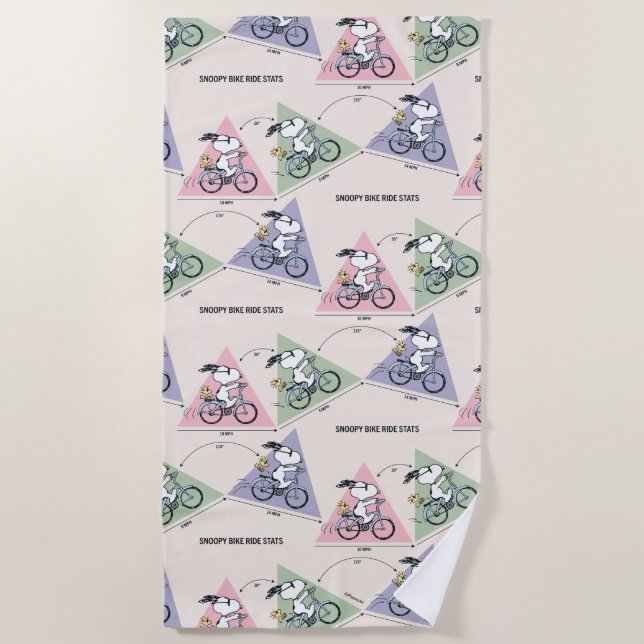 Serviette De Plage cacahuètes | Snoopy Bike Ride Stats (Devant)