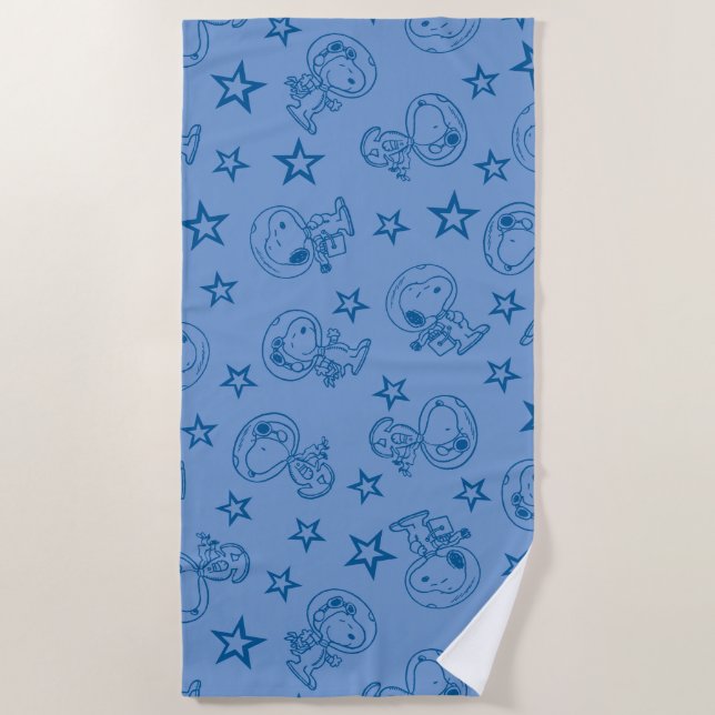 Serviette De Plage cacahuètes | Snoopy Blue Space Astronaut Motif (Devant)
