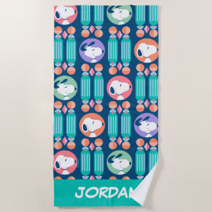 Serviette De Plage cacahuètes   Snoopy Dark Blue   Ajouter Votre Nom