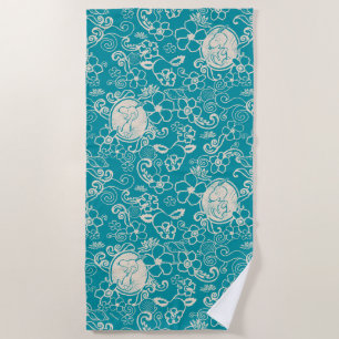 Serviette De Plage cacahuètes   Snoopy Turquoise Tropical Beach Motif