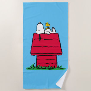 Serviette De Plage cacahuètes   Snoopy & Woodstock Doghouse