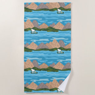Serviette De Plage cacahuètes   Snoopy & Woodstock Motif de course en