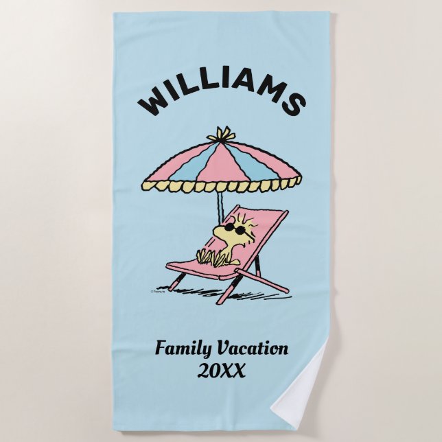 Serviette De Plage cacahuètes | Woodstock Beach Vacances en famille (Devant)