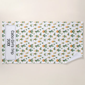 Serviette De Plage Cactus pointillés sur blanc