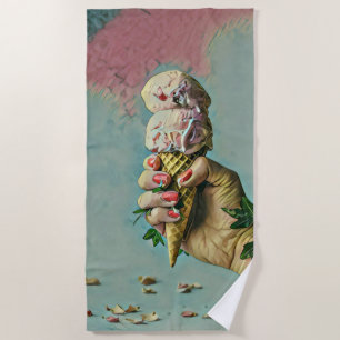 Serviette De Plage Cadeau amoureux de crème glacée