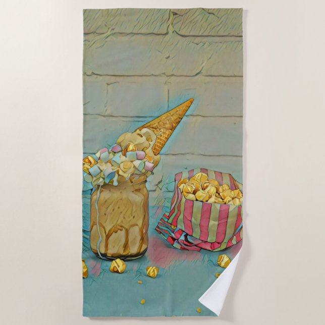 Serviette De Plage Cadeau amoureux de crème glacée (Devant)