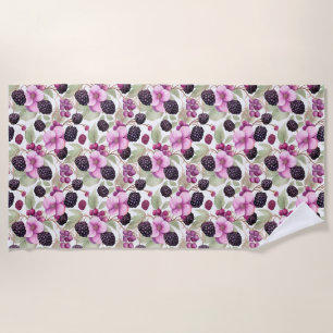 Serviette De Plage Cadeau d'anniversaire   Blackberry et Flower sans 