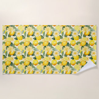 Serviette De Plage Cadeau d'anniversaire | Citron et fleur sans joint
