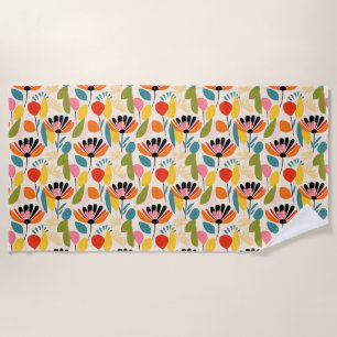 Serviette De Plage Cadeau d'anniversaire   Fleur colorée sans couleur