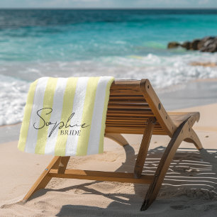 Serviette De Plage Cadeau de Demoiselle d'Honneur à Rayures Jaunes Ma