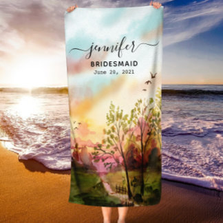 Serviette De Plage Cadeau de demoiselle d'honneur - Nom personnalisé 