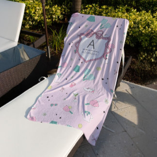 Serviette De Plage Cadeau de pickleball rose prépa avec monogramme po