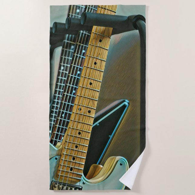Serviette De Plage cadeau guitare pour fête des pères (Devant)