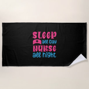 Serviette De Plage Cadeau infirmière Dormir toute la journée Infirm