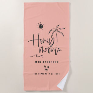 Serviette De Plage cadeau mariage de palmier en lune de miel