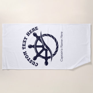 Serviette De Plage Cadeau nautique de bateau de capitaine personnalis