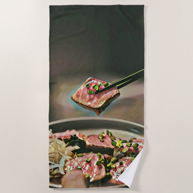Serviette De Plage cadeau sushi cool (Devant)