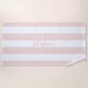 Serviette De Plage Cadeaux de bapteme chic élégant rayure rose