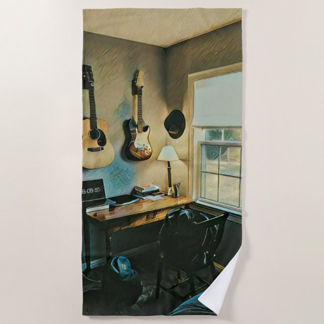 Serviette De Plage Cadeaux de guitare pour petite amie (Devant)